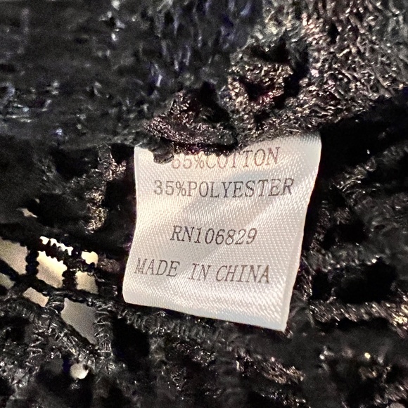 # A095   N BY NANCY  Romantic  Black Puff Sleeve Crochet Lace Dress  NWT  L - Picture 6 of 8